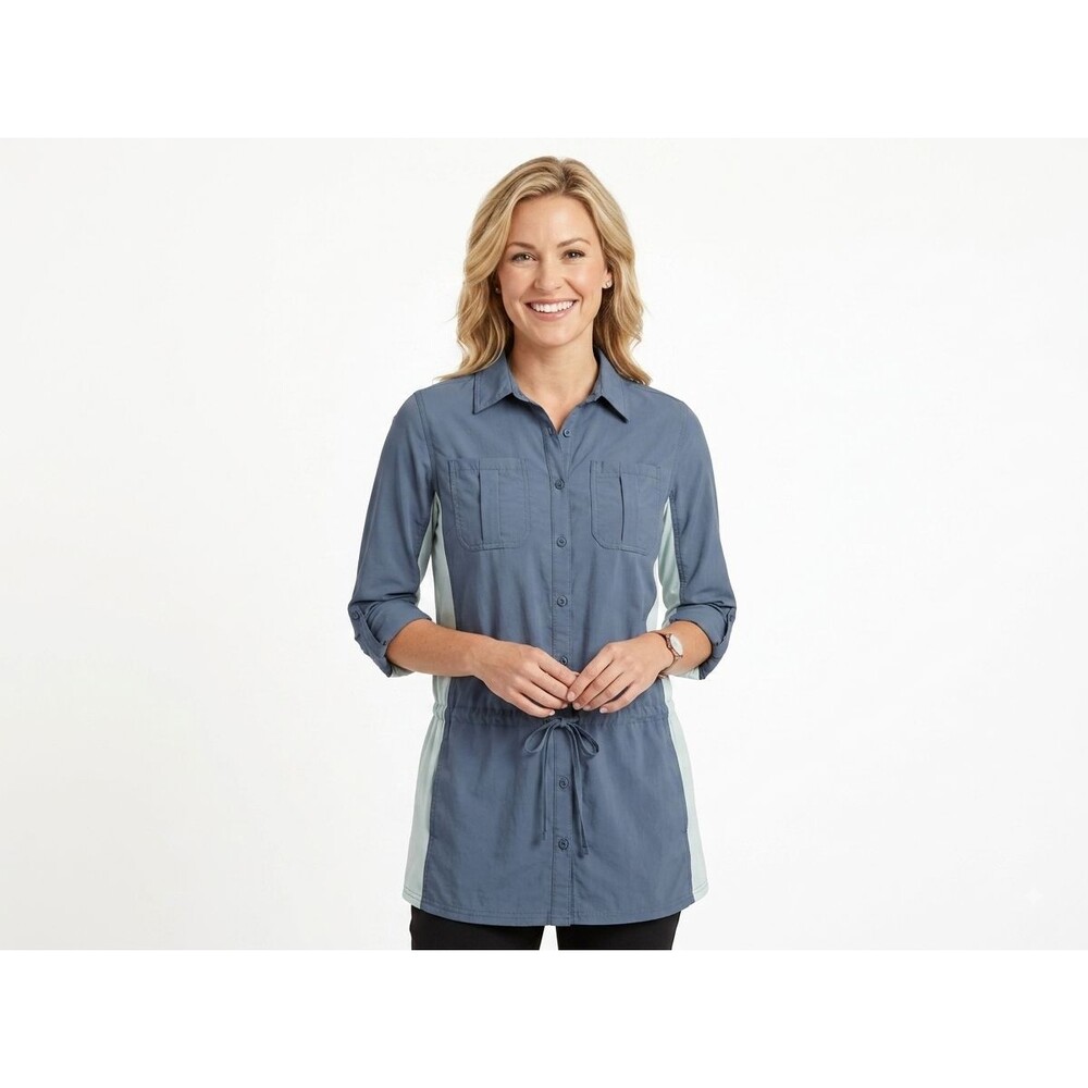 Duluth Trading Co Armachillo Hybrid Cooling Tunic Shirt Top Womens Large Blue